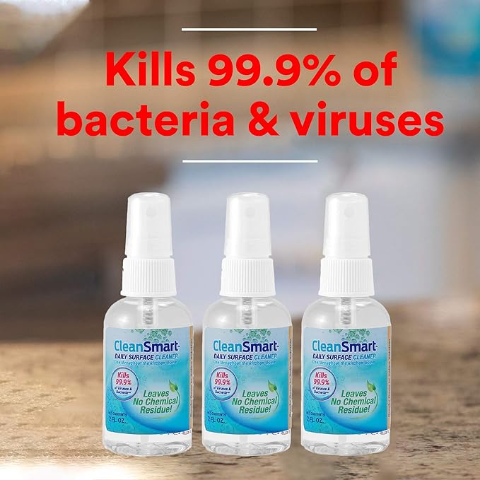 CleanSmart To Go Disinfectant Kills 99.9% of Viruses, TSA-Approved for Safe Travel, 2 oz Bottle (Pack of 3)