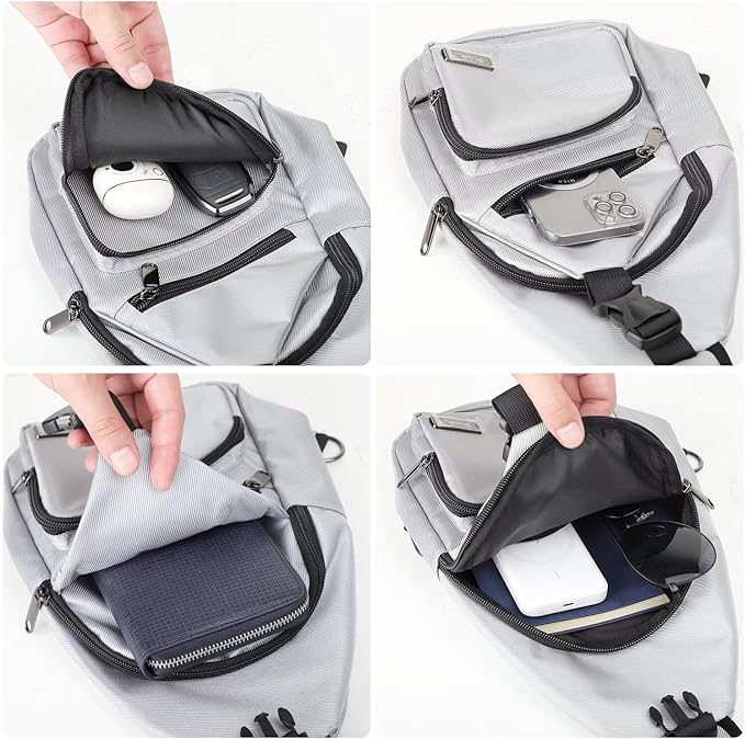 AMJ Crossbody Sling Bag Men Women, Casual Shoulder Backpack, Chest Daypack Satchel for Hiking Travel