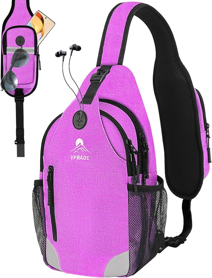 Sling Bag for Women, Crossbody Bag for Men, Cross Body Hiking Backpack, Travel Daypack, Chest Pack with Chest Phone Holder