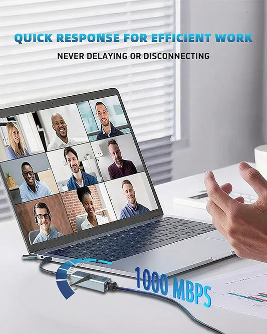 Ethernet to USB Adapter, 1Gbps USB to RJ45 Gigabit LAN, USB 3.0 Ethernet Adapter Compatibility 10/100/1000Mbps. Compatible with Laptops, PC, Mac OS, Linux and More