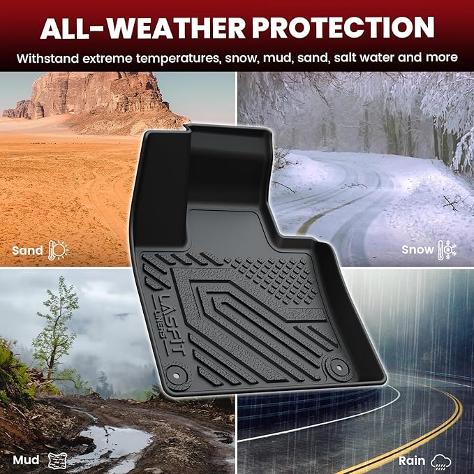 LASFIT Floor Mats & Cargo Mat & Backrest Mats for Volvo XC90 2016-2026 (Only for 7 Seats & PHEV) All Weather TPE Mats Custom Fit Floor Liner for XC90 1st & 2nd & 3rd Row Car Mats & Cargo Liner, Black