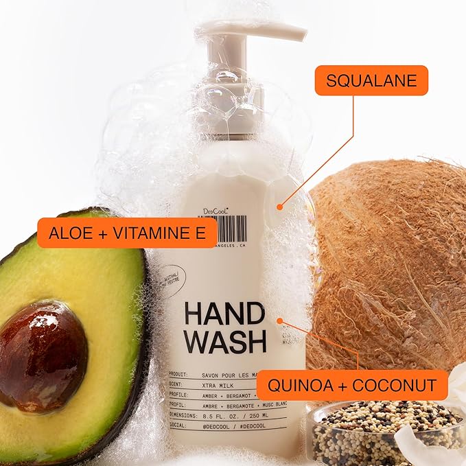 DedCool Xtra Milk Hand Wash – Gentle Hydrating Cleanser with Squalane, Aloe, and Marshmallow Root | Non-Toxic, Vegan, Carbon-Neutral