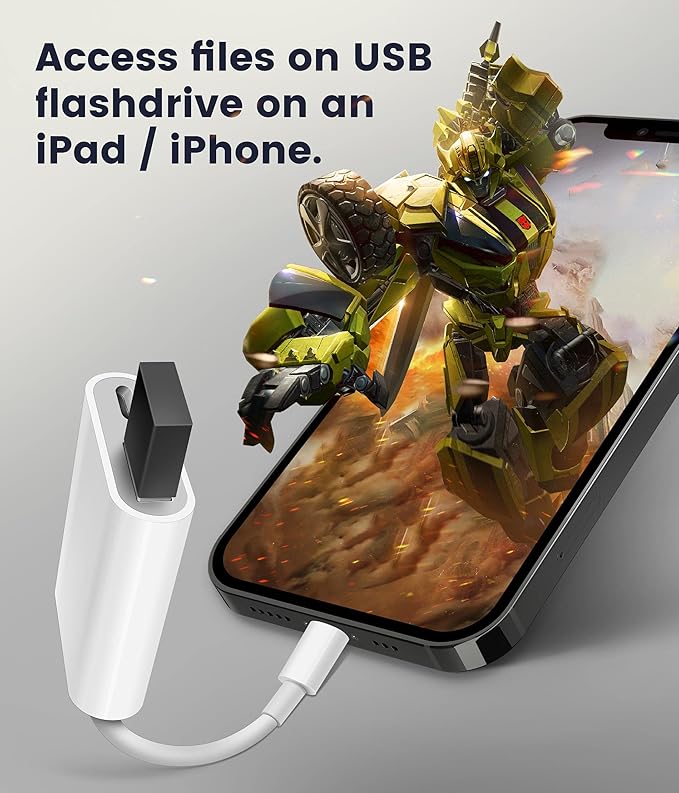 USB Adapter for iPad/iPhone, Lightning to USB Female OTG Adapter Compatible with SD Card Reader/USB Flash Drive/Microphone/Hard Disk and MIDI,Plug & Play