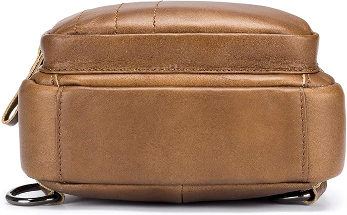 BULLCAPTAIN Leather Men Sling Bag Casual Crossbody Chest Bags Travel Daypack