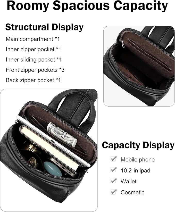 FADEON Sling Bag for Women, Crossbody Purse with Tassels, Designer Leather Shoulder Chest Bags for Travel