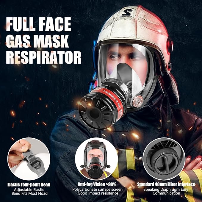 Gas Masks - Gas Masks Survival Nuclear and Chemical with 40mm Activated Carbon Filter&6001CN Filters for Chemical