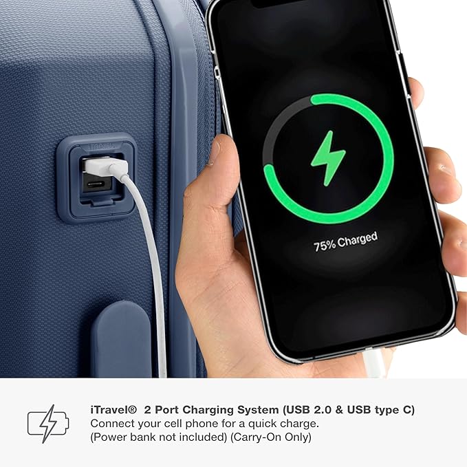 Traveler's Choice Pagosa Indestructible Hardshell Expandable Spinner Luggage, Navy, 2-Piece Set (22/26)