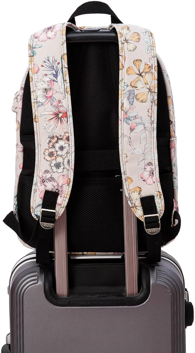 Kinmac Laptop Backpack with USB Charging Port for Laptop Up to 15.6 Inch Men Women Travel Outdoor Backpack (Floral)