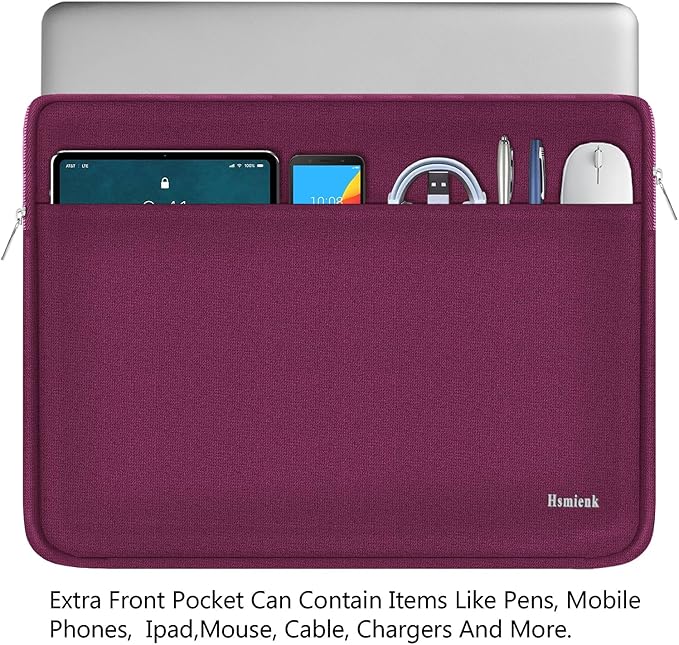 Laptop Sleeve 15.6 inch, Shockproof Protective Notebook Case with Accessory Pocket, Briefcase Carrying Laptop Bag for 15.6" HP, ASUS, Dell, Lenovo, Acer, Rose Red