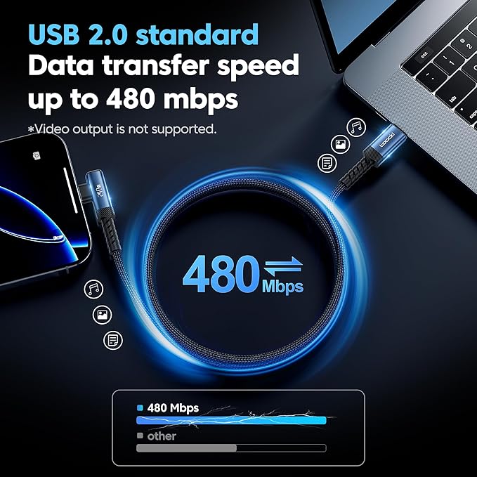 USB C Cable [2Pack, 6.6ft] 240W Fast Charging Type C Cord, Nylon Braided USB 2.0 Cable for iPhone 17 16 15 Pro Plus Pro Max Air, iPad Pro, Samsung Galaxy S24 S23, Switch, MacBook Pro, Pixel