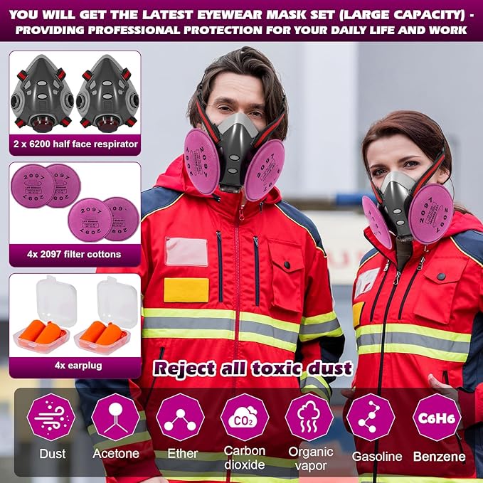 Gas Masks Survival Nuclear and Chemical, Full Face Gas Mask with Activated Carbon Filter