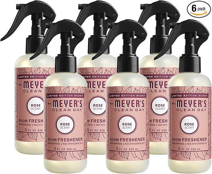 Mrs. Meyer’s Clean Day Room Freshener Spray, Rose Scent, Limited Edition Scent, Contains Essential Oils 8 Fl Oz (Pack of 6)