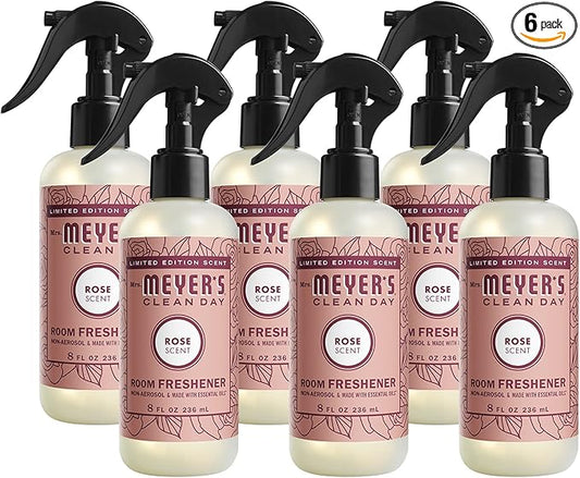 Mrs. Meyer’s Clean Day Room Freshener Spray, Rose Scent, Limited Edition Scent, Contains Essential Oils 8 Fl Oz (Pack of 6)