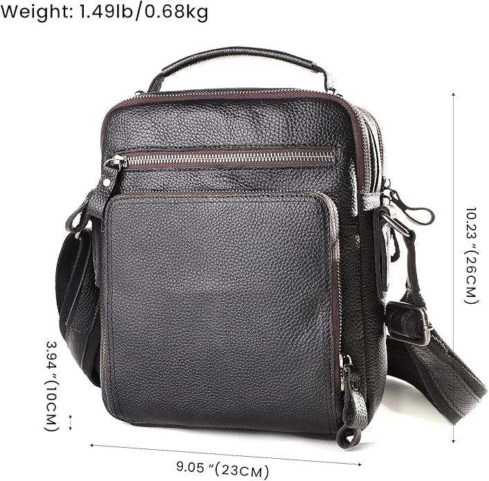 Genuine Leather Small Messenger Bag for Men Vintage Shoulder Crossbody Bags for Work Business Travel