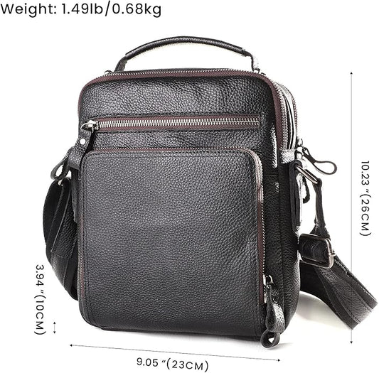 Genuine Leather Small Messenger Bag for Men Vintage Shoulder Crossbody Bags for Work Business Travel