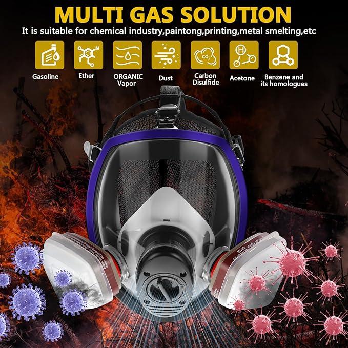 Gas Masks - Gas Masks Survival Nuclear and Chemical with 40mm Activated Carbon Filter&6001CN Filters for Chemical