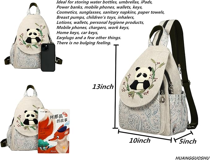 HUANGGUOSHU Women's Boho Knit Mini Backpack - Handmade Multi-Pocket Purse, Secure Zipper, Gift for Her - Bunny Design