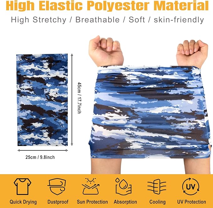 HONGTEYA 6 Pack Neck Gaiter Face Mask: Breathable Windproof Face Cover Balaclava High Elastic Earloop Bandana for Men Women