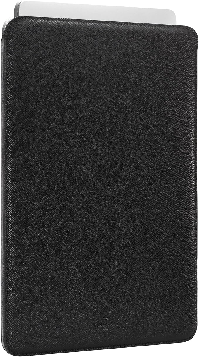 Comfyable Slim Laptop Sleeve 16 Inch Compatible for MacBook Pro 16-Inch M4 M3 M2 Pro/Max 2024, Faux Leather Protective 16-in Mac Cover Case, Black