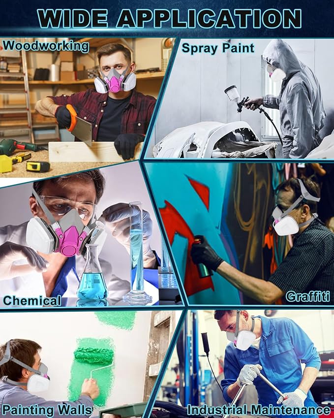 Respirator Mask with Filters, Gas Masks Survival Nuclear and Chemical - Reusable Respirator for Vapors, Painting