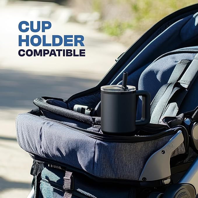 Frost Buddy Thicc Buddy - 16 oz Stainless Steel Vacuum Insulated Tumbler with Lid and Straw for Water - Travel Mug Cupholder Friendly - Gifts for Women Men Him Her (Navy)