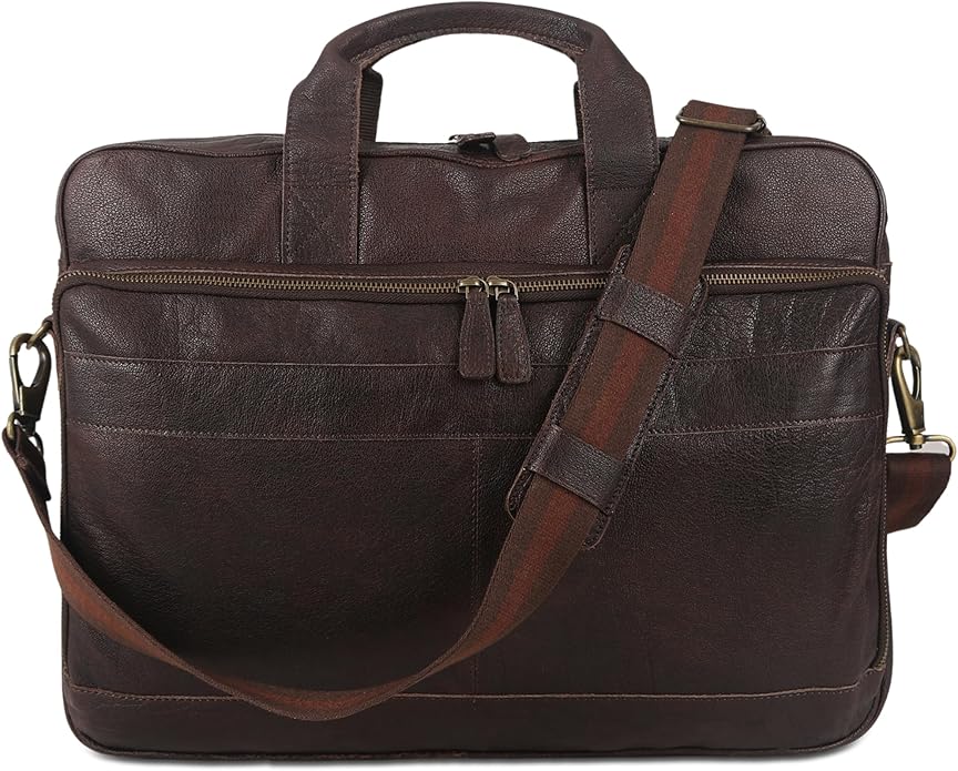 KomalC 16 Inch Leather briefcases Laptop Messenger Bags for Men and Women Best Office Satchel Bag