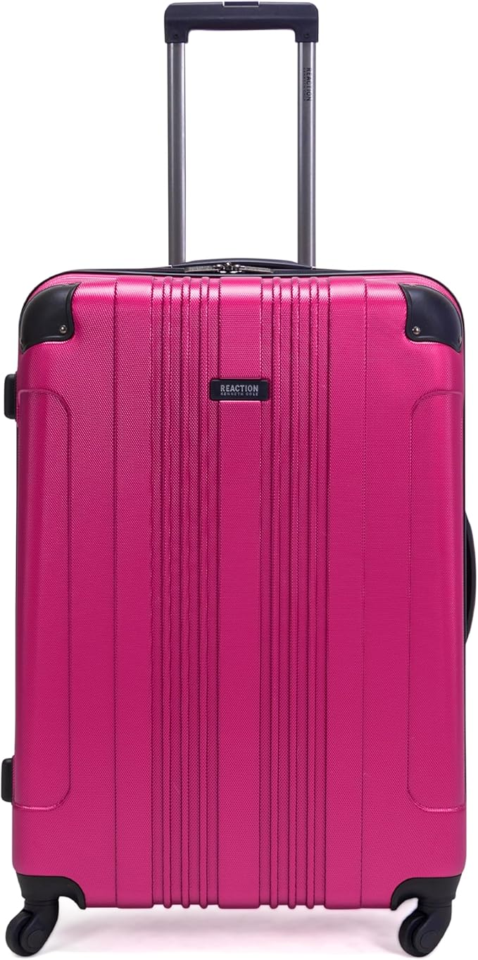 Kenneth Cole REACTION Out of Bounds Lightweight Hardshell 4-Wheel Spinner Luggage, Magenta, 28-Inch Checked