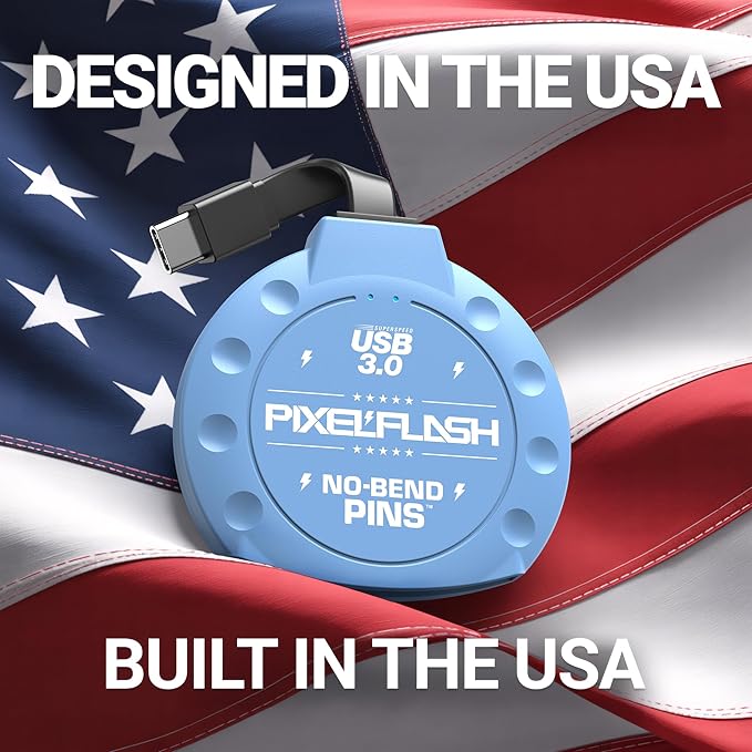 PixelFlash CF Card Reader USB C (Blue) - Compact Flash Memory Card Reader with Cabled Type-C USB 3.1, 5GB/s File Transfer, No-Bend Pins Technology, Supports UDMA-7, Anti-Slip & Anti-Scratch Exterior