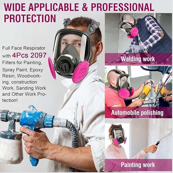 Respirator Mask, Reusable Face Respirators with Filters, Gas Masks Against Chemicals/Organic Vapor/Formaldehyde