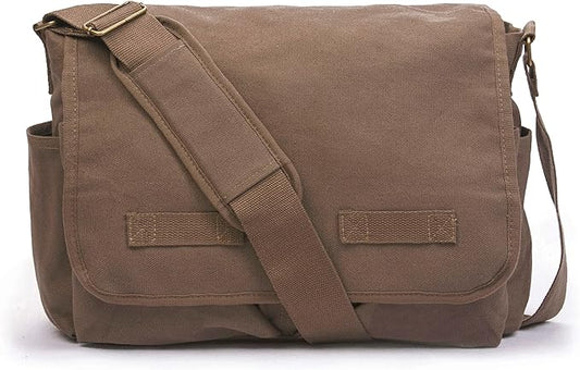 Sweetbriar Classic Vintage Messenger Bag - Original Heavyweight Cotton Canvas Shoulder Bag with Upgraded Features