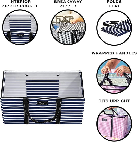 SCOUT Errand Boy - Extra Large Lightweight Utility Tote with Breakaway Zipper - Collapsible Grocery and Market or Beach Tote