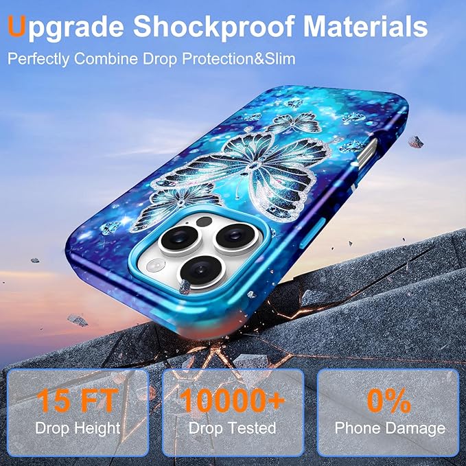 Btscase for iPhone 16 Pro Max Case [Compatible with Magsafe] [Military-Grade Drop Protection] Slim Anti-Scratch Smooth Touch TPU Bumper Shockproof Magnetic Phone Case for Women Girls Men, Cyan