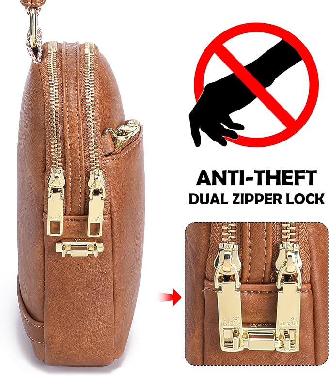 INICAT RFID Blocking Sling Bag Leather Crossbody Bags for Women Fanny Pack Cross Body for Woman Chest Bag for Travel 1.9L