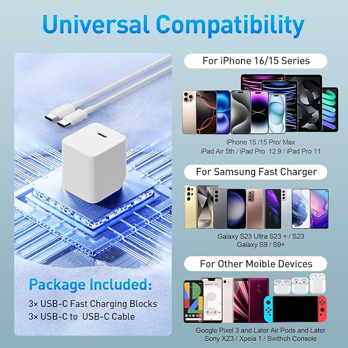 iPhone 15 16 17 Charger Fast Charging,6.6 FT Long USB C Charger Cord with 30W Type C Phone Fast Charging Block for iPhone 17/16/Pro/Pro max/16 Plus, iPhone 15/15 pro/15 pro max/15 Plus,iPad,Android