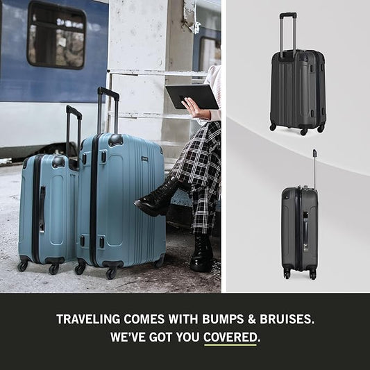Kenneth Cole REACTION Out of Bounds Lightweight Hardshell 4-Wheel Spinner Luggage, Charcoal, 2-Piece Set (20" & 28")
