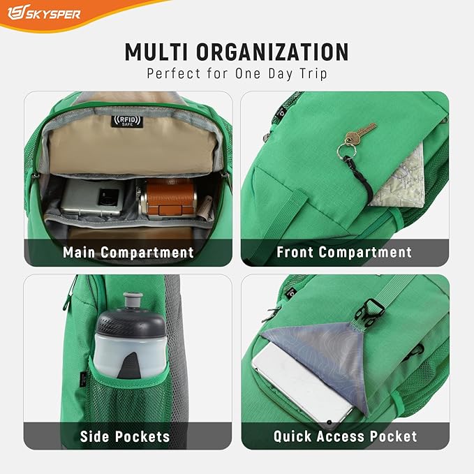 SKYSPER Sling Bag RFID Cross Body Bag Recycled Crossbody Backpack Travel Daypack