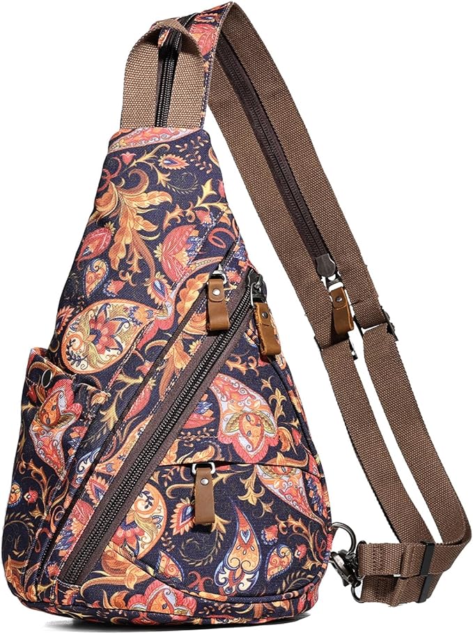 KL928 Canvas Sling Bag - Small Crossbody Backpack Shoulder Casual Daypack Rucksack for Men Women