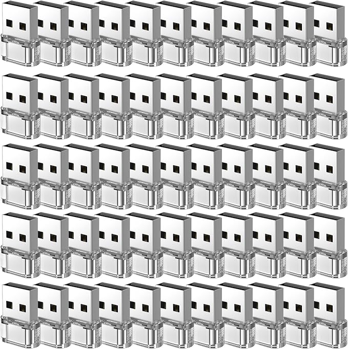 50 Packs USB A to USB Clear Adapter,USB C Female to A Male Charger Converter Compatible with Apple Watch Ultra iWatch 8 7,iPhone16 15 14 13 Pro Max Plus,iPad 9 10 Air 5 Mini 6,Car,Galaxy S23