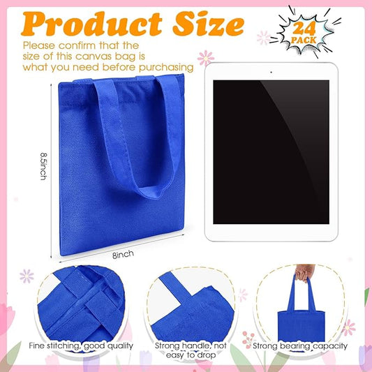 Amylove 24 Pcs Mini Tote Bag Sublimation Blank Canvas Tote Bags Reusable Grocery Luggage DIY Sack Goody for Party Even (8.5 x 8 Inch,Blue)
