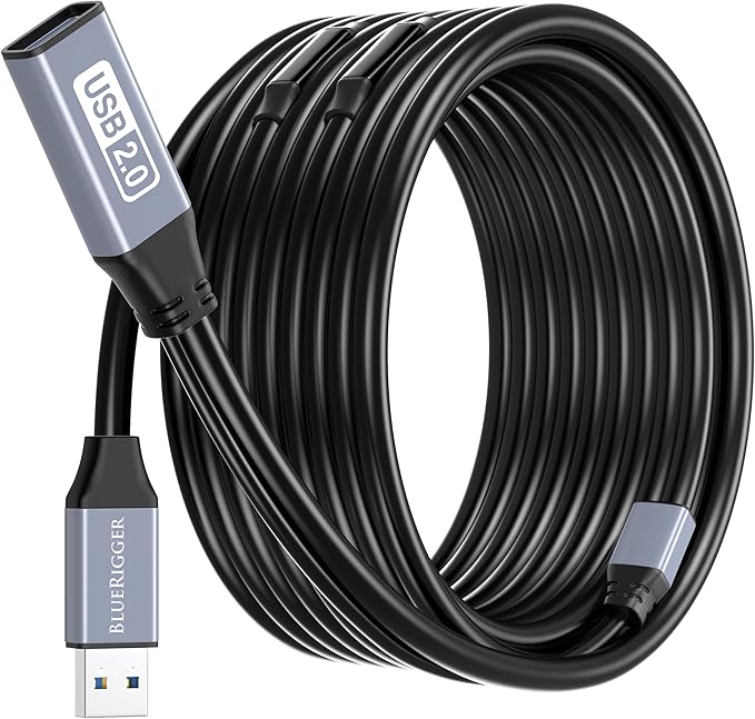 BlueRigger USB Extension Cable (75FT/22M, Long Active USB2.0 Extender, Male to Female Repeater, Data Transfer Cord)- for Game Consoles, Printer, Camera, Keyboard, Hard Drives