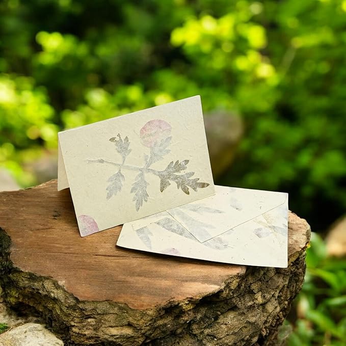 Nepali Cherish Greeting Card & Envelope Box Set with Handmade Lokta Paper from Nepal, 15 Cards (Forest Wanderer)