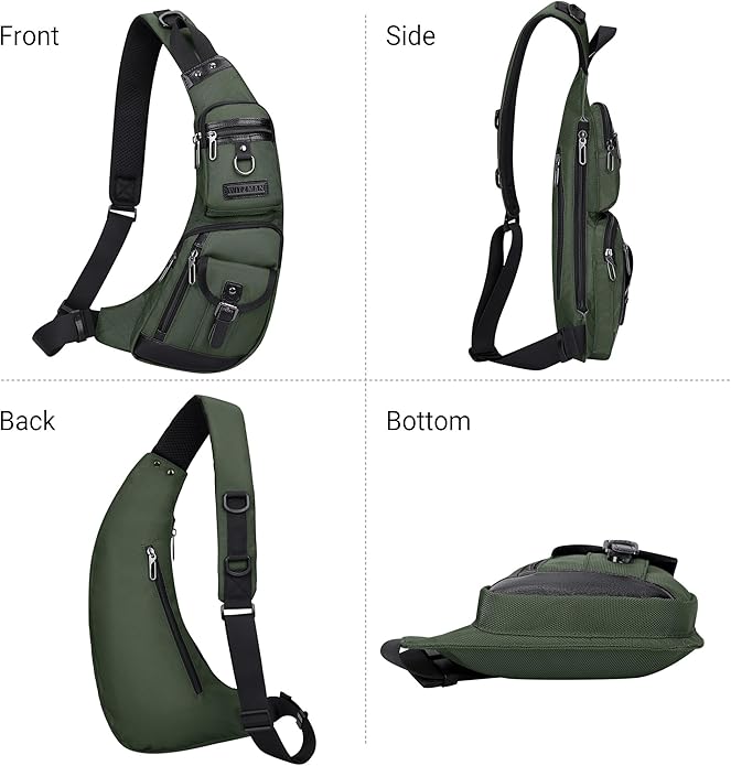 WITZMAN Sling Bag for Men Crossbody Bags Travel Slim Chest Bag One Strap Lightweight Casual Daypack