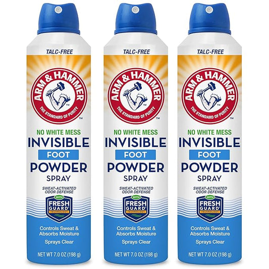 Arm & Hammer Invisible Foot Powder Spray, Clear Talc-Free Foot Odor & Sweat Control, Foot Spray Odor Eliminator Spray, Foot Odor Eliminator For Men & Women, Foot Odor Spray, 7 Oz (3 Pack)