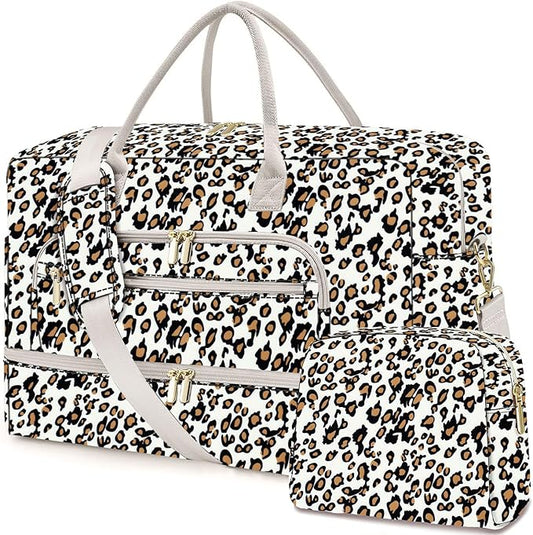 Travel Duffle Bag Weekender for Women - Carry-On Overnight Personal Item Bag with Shoe Compartment & Wet Pocket Large Weekend Tote Bags with Toiletry Hospital Bags for Labor and Delivery