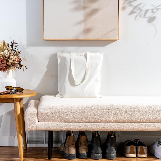 Carrywell |Not Made In China| 6 Pack Cotton Tote Bags, Lightweight Reusable Grocery Shopping Bag, Blank Bulk Cloth Totes with Handles, Great For Custom Screen Print and Gifts (15"x16")