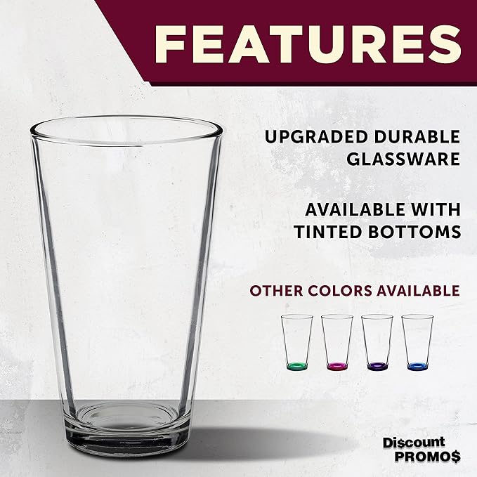 DISCOUNT PROMOS Arc Pint Glass 16 oz. Set of 10, Bulk Pack - Beer Glasses, Heavy Duty Drinkware - Clear