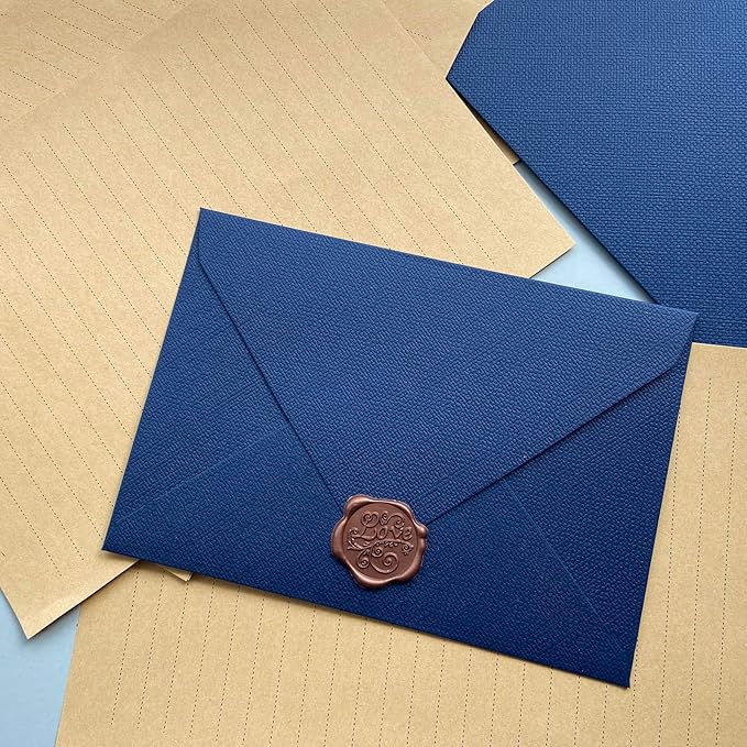 Tuhangcc Stationery Writing Paper and Envelopes Set with Jute Rope 4 X 6 for Writing Letter, (20 Best Paper with 10 Heavyweight envelopes),by Better Gift Office Products (Blue)