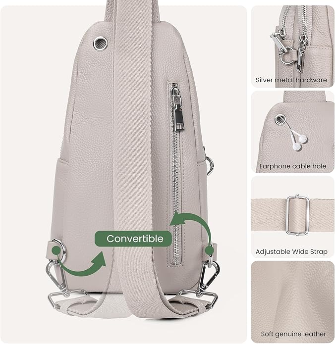 befen Genuine Leather Small Sling Bag for Women Anti-Theft Crossbody Chest Bags Fanny Packs for Travel with RFID Card Slots