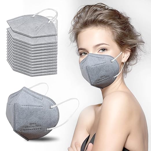 akgk KN95 Face Mask 50 PCS, Breathable Protection Masks, 5-Ply KN95 Grey Masks, Cup Dust Safety Masks
