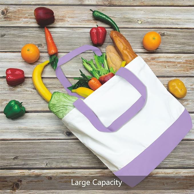 TOPDesign 3-Pack Super Strong Large 12oz Cotton Canvas Tote Bags, Reusable Grocery Shopping Cloth Bags, Fashionable Two-Tone Totes for Crafts, DIY Your Creative Designs